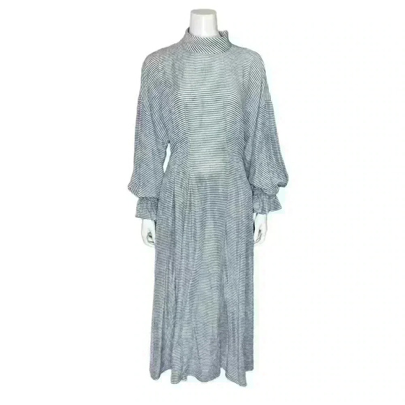 Rachel Comey Clipse Dress Size 6 Silk Blend Striped Midi Maxi Pocketed Chic - Picture 5 of 10